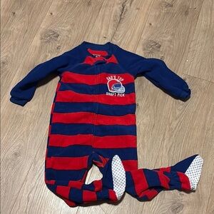 Dad's Top Draft Pick Striped Kids One Piece Footie Pajamas